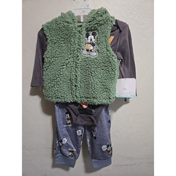 NEW Disney Baby Outfit 18 M Mickey Mouse 3 Piece Clothes - Picture 1 of 16
